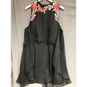 Lucci Lu Womens Cocktail Dress Embroidered Floral Asymmetrical Size 22